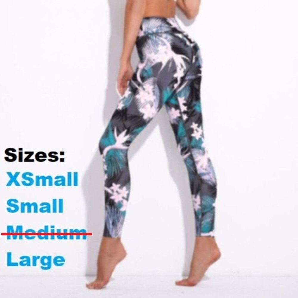 Gray tropical floral leggings